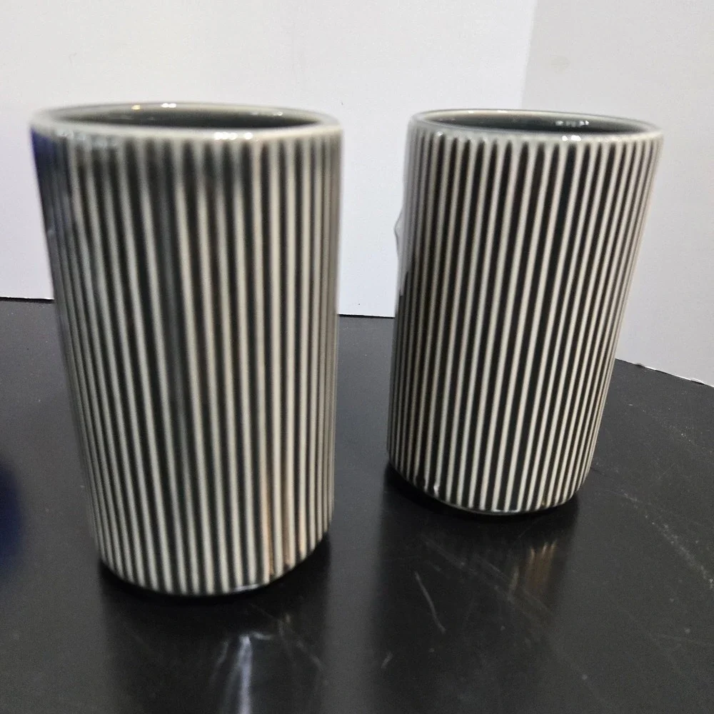 2 Ikea Tiki Bar Ceramic Tumblers by Maria Vinka Frekvens Mugs Glasses Gray 5